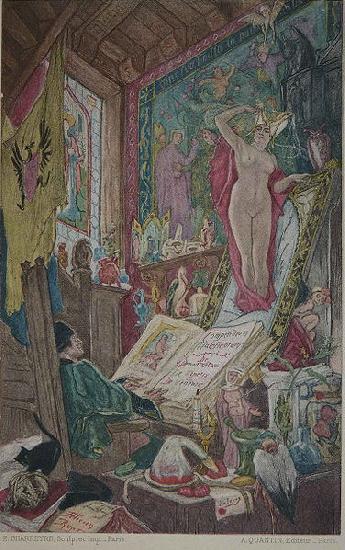 Felicien Rops Illustration du livre d'Octave Uzanne, Son altesse la femme - Hors texte en face de la page 22. Sweden oil painting art